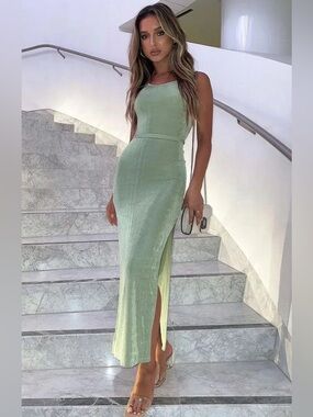 White Fox Easy Does It Maxi Dress in Sage